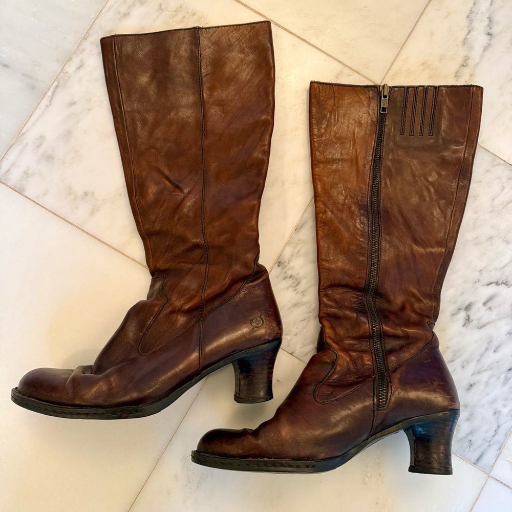 Born Brown Cognac 100% Leather Knee-High Boots Women’s Sz 7.5 (38.5) M/W W6106G6